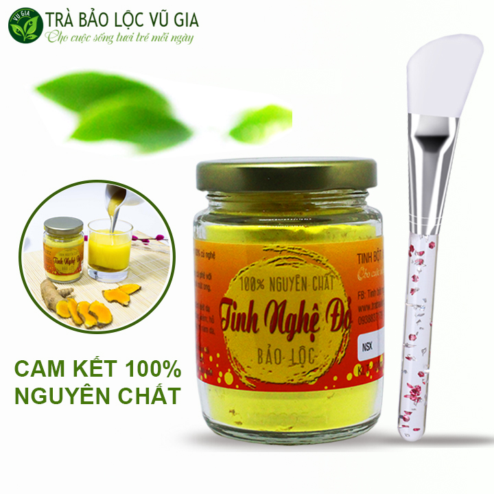 Tinh Nghệ Đỏ Nguyên Chất Bảo Lộc Vũ Gia (100gr/hũ) + Tặng Cọ Quét Mặt Nạ Silicon Cao Cấp - Hỗ trợ dạ dày, tiêu hóa, làm đẹp, dưỡng da xóa mờ tàn nhang thâm nám - Đã được kiểm nghiệm y tế
