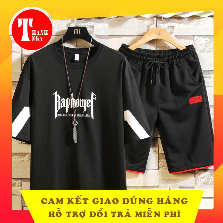 [ Voucher Giảm 50% ] Set Bộ Quần Áo Thun Nam Tay Ngắn Cổ Tròn Họa Tiết RAPHOTQEF Cách Điệu Phong Cách Thời Trang Trẻ Trung Cá Tính XƯỞNG MAY THANH NGA MEN QA 090