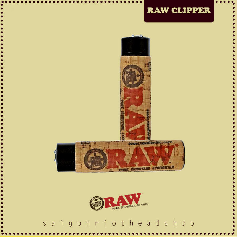 [HCM]BẬT LỬA Natural Cork RAW Logo Clipper Lighter