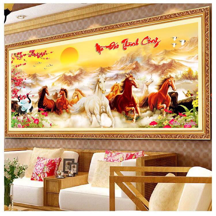 Tranh treo tường Mã Đáo Thành Công/Gỗ MDF Hàn Quốc chống ẩm mốc, mối mọt MĐ1