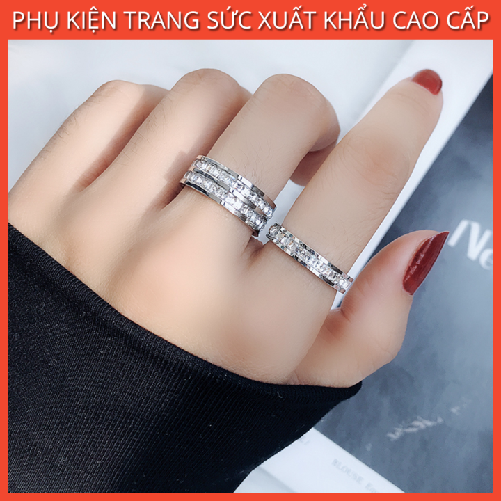 Vòng Tay, Nhẫn Titan Đính 2 Hàng Đá CB04