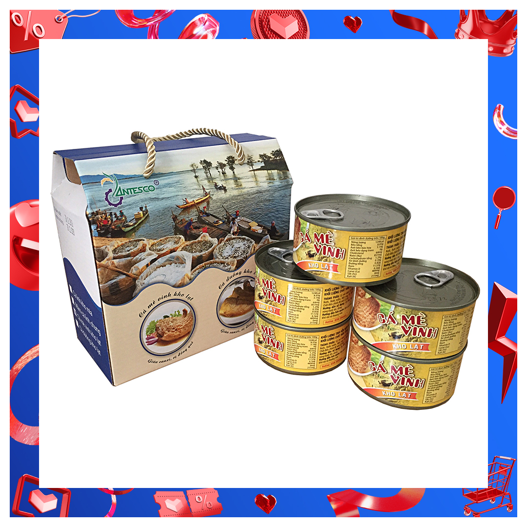 [HCM]Thùng (06 hộp) Cá Mè Vinh kho lạt (210gr) - Antesco - Cá kho đóng hộp thực phẩm đóng hộp ăn liền (Đặc sản miền tây)