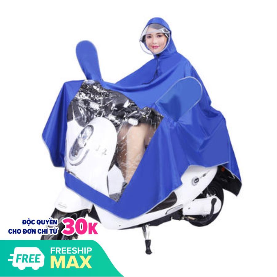 [Hàng Cao Cấp] Áo Mưa Vải Dù Siêu To Dày Chống Thấm Cực Tốt, Áo Mưa Đi Xe Máy Kèm Che Mặt Trong Suốt và Tai Kính Hậu Chống Bay Áo