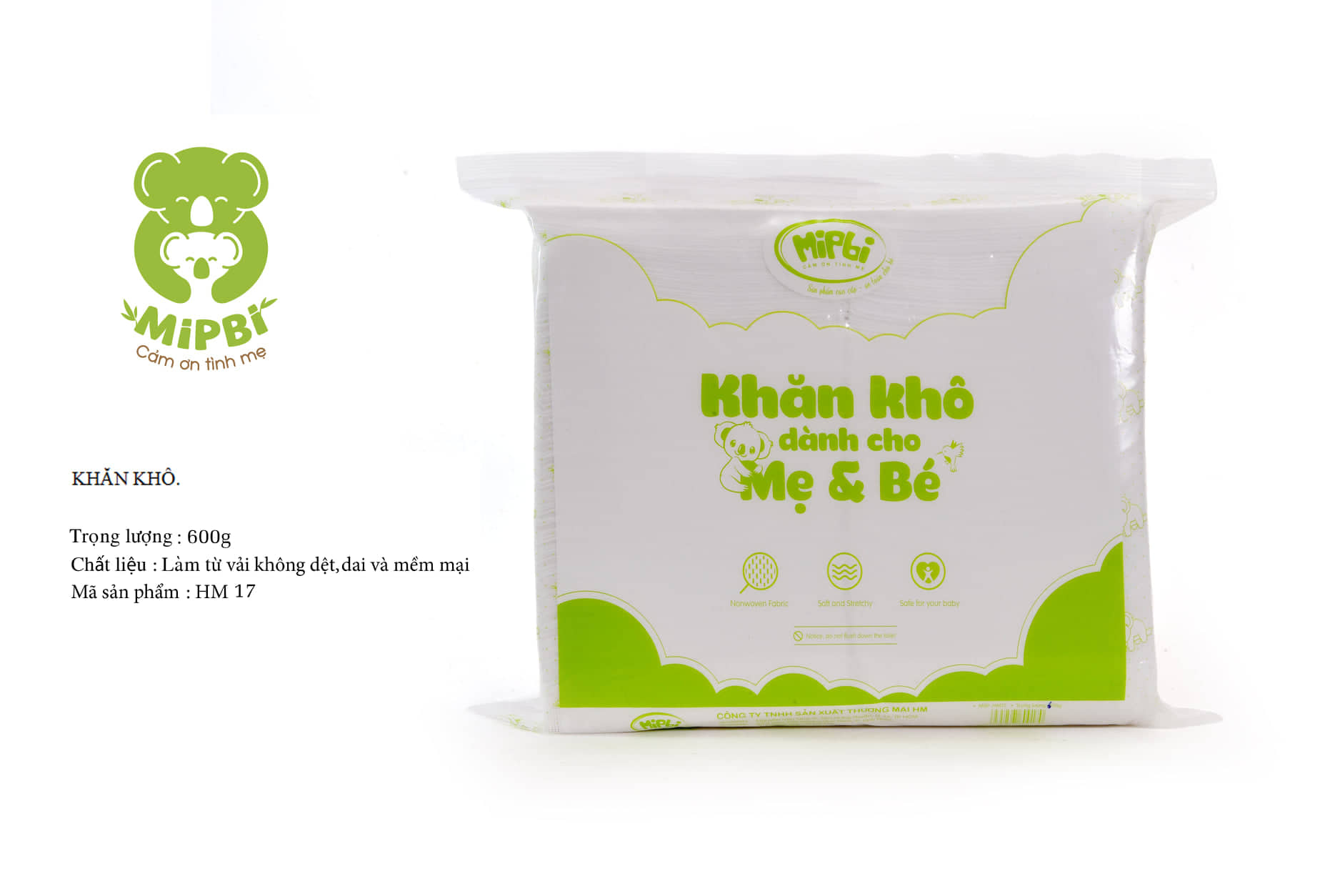 Khăn Khô Đa Năng Mipbi Bịch 600g