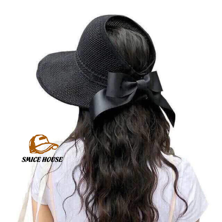 Hat Women's wide brim sunscreen half Head Beach has the compact folding brimmed hat female summer