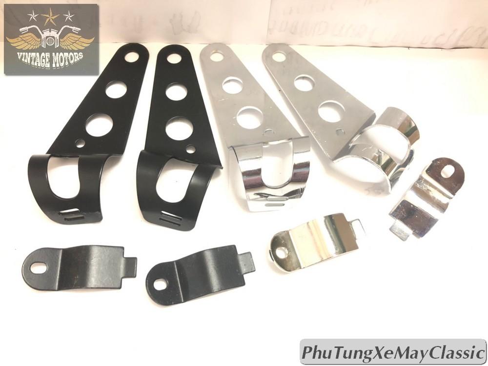 Tai bắt đèn pha, chất liệu thép, đầy đủ phụ kiện ốc vít Cafe Racer Chopper Bobber CG125 SU GN125 Win Honda Yamaha