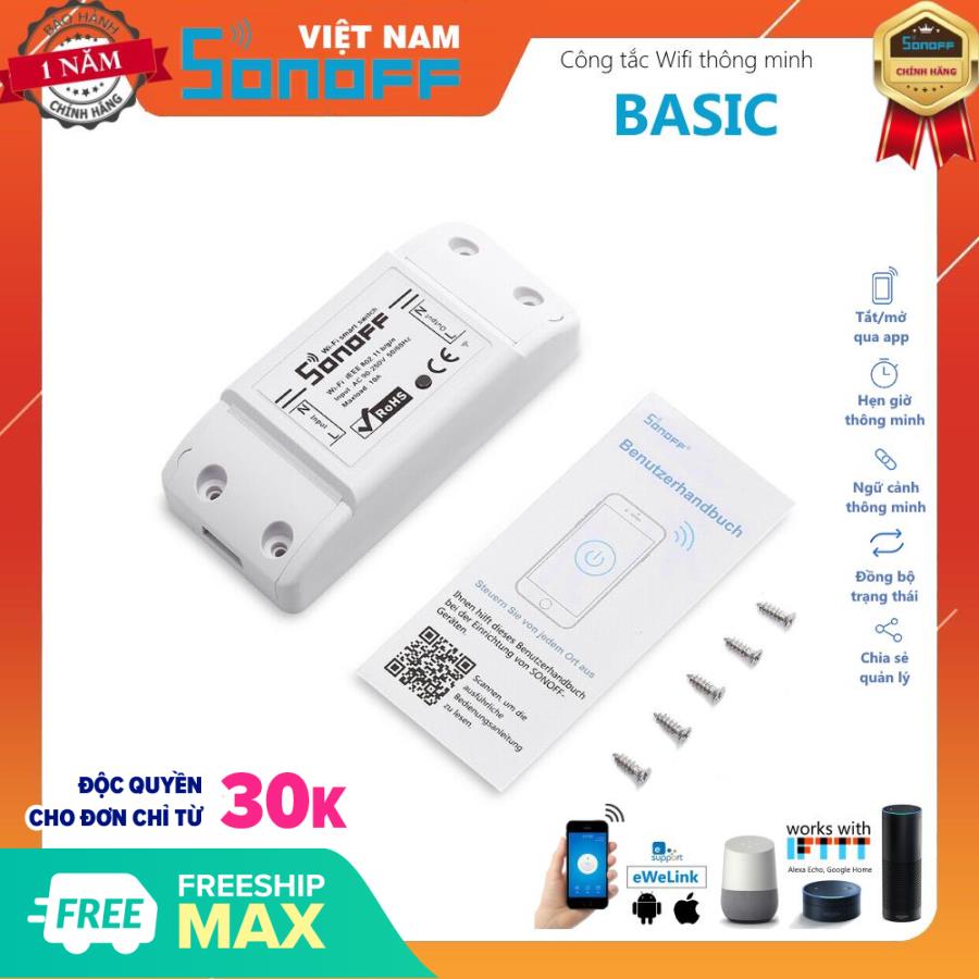 Công Tắc Thông Minh Điều Khiển Từ Xa Sonoff Basic - Hàng Có Sẵn