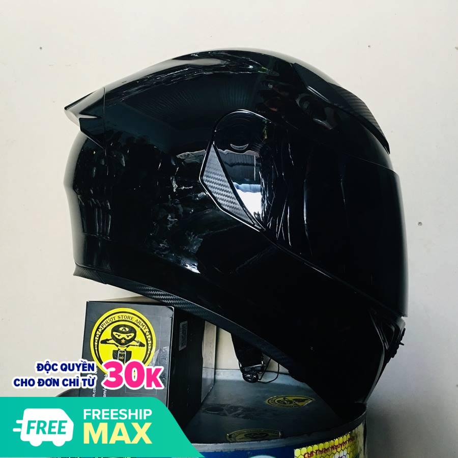 Nón FF ROC 1 kính = Royal m138B Màu Đen bóng mới nhất 2022, kèm túi đựng nón và đuôi gió