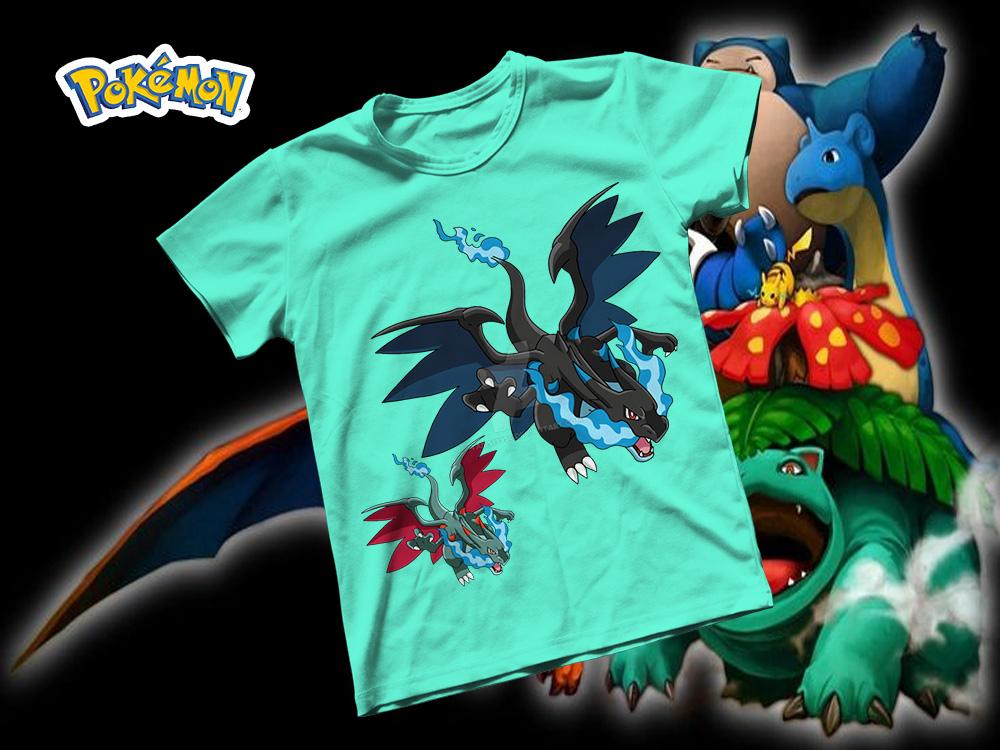 [HCM]Áo thun Cotton Unisex - Anime - Pókemon - Lizardon Mega X