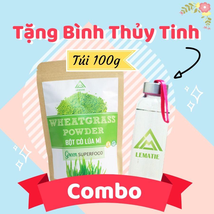 Bột cỏ lúa mì lematie - tặng bình nước thể thao thủy tinh