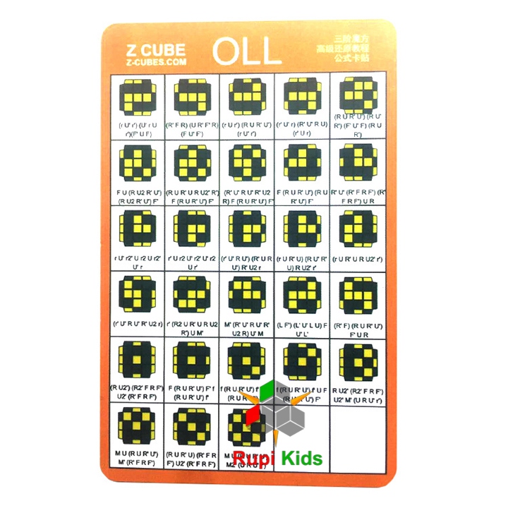 Bộ thẻ công thức rubik Z-Cube CFOP PLL F2L OLL