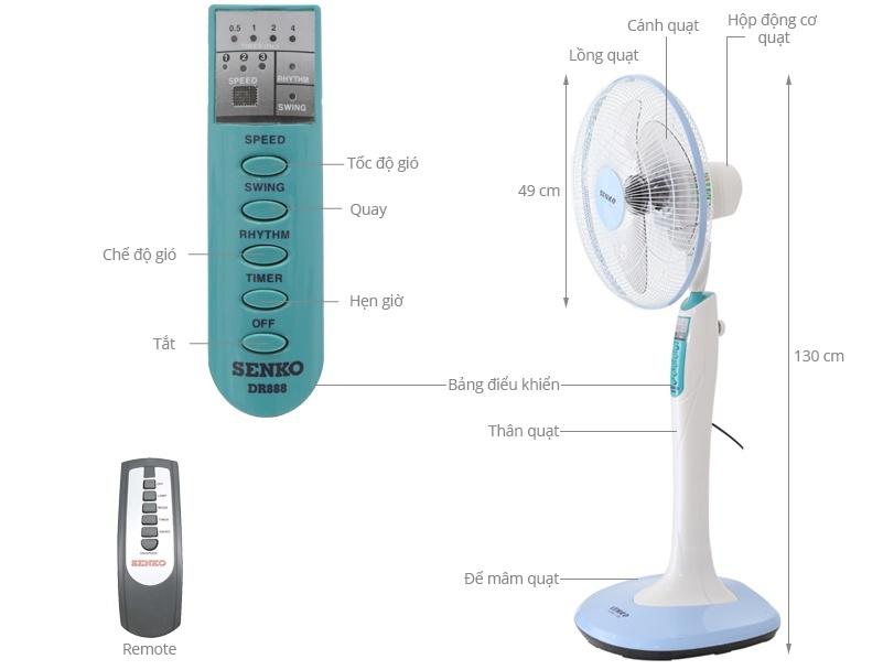 [HCM]Quạt đứng Senko có Remote DR1608