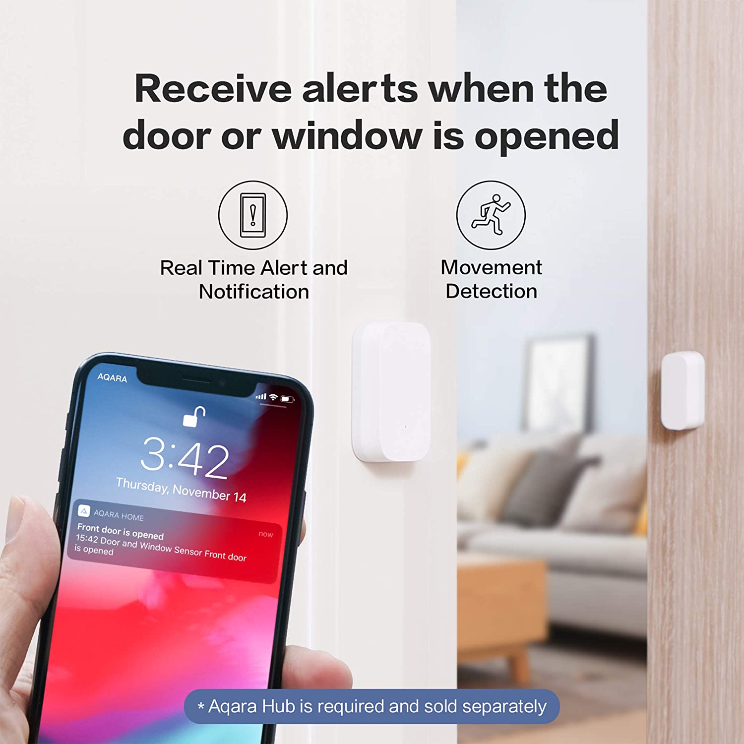 Quốc Tế Cảm biến cửa Aqara Door Sensor/T1 tương thích Apple HomeKit Aqara Home, Hàng Chính Hãng, Bảo hành 1 Năm