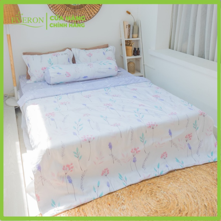 Chăn bốn mùa K-Bedding KMTP 108 MicroTencel Tím phối Trắng