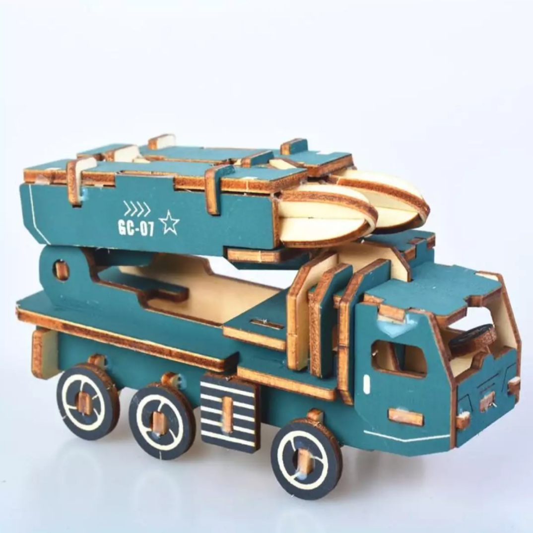 Đồ chơi lắp ráp gỗ 3D mô hình Xe quân đội mini Lazer -57 mảnh ghép
