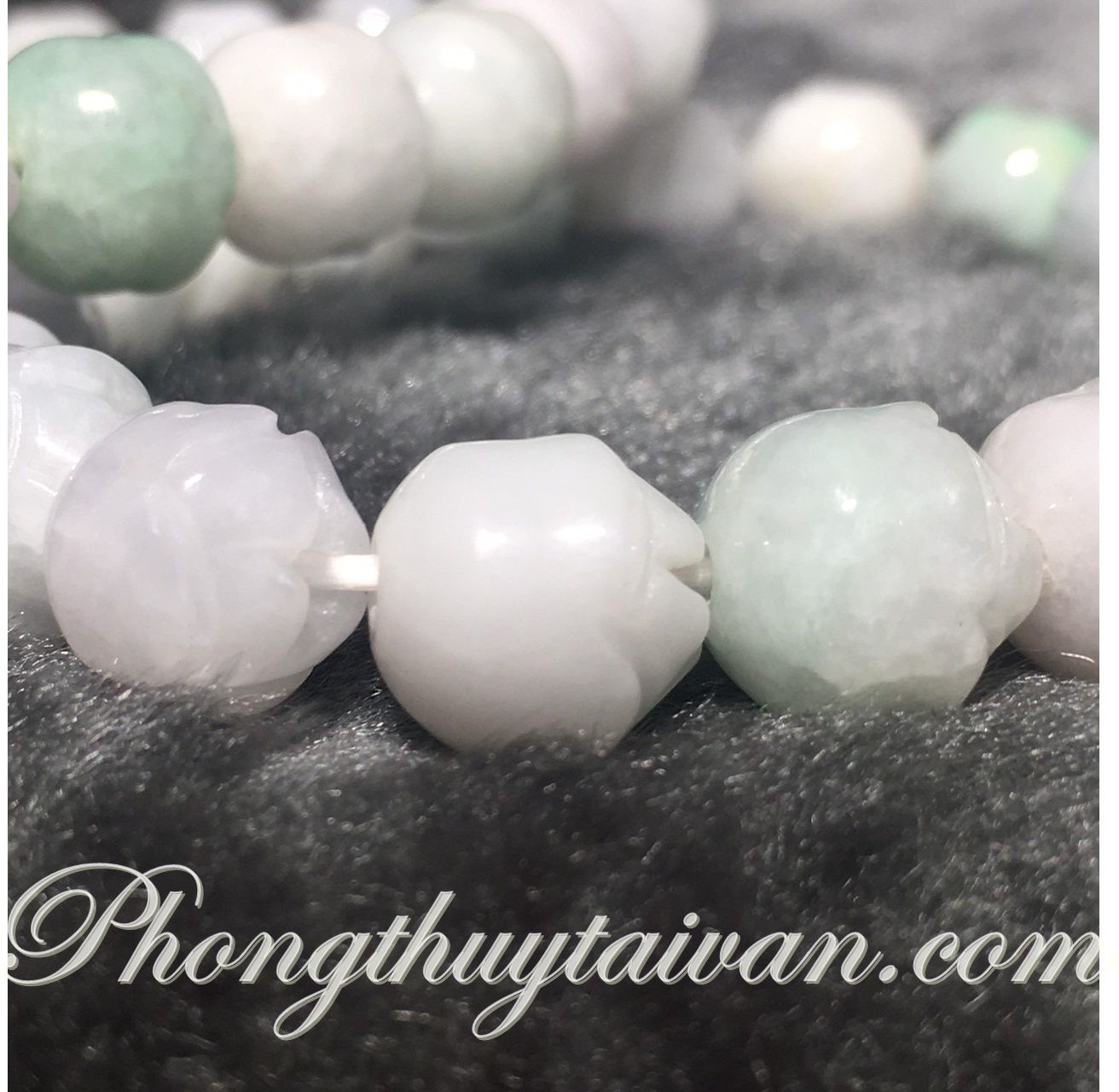 Vòng Tay Đá Cẩm Thạch Hoa Sen 10mm