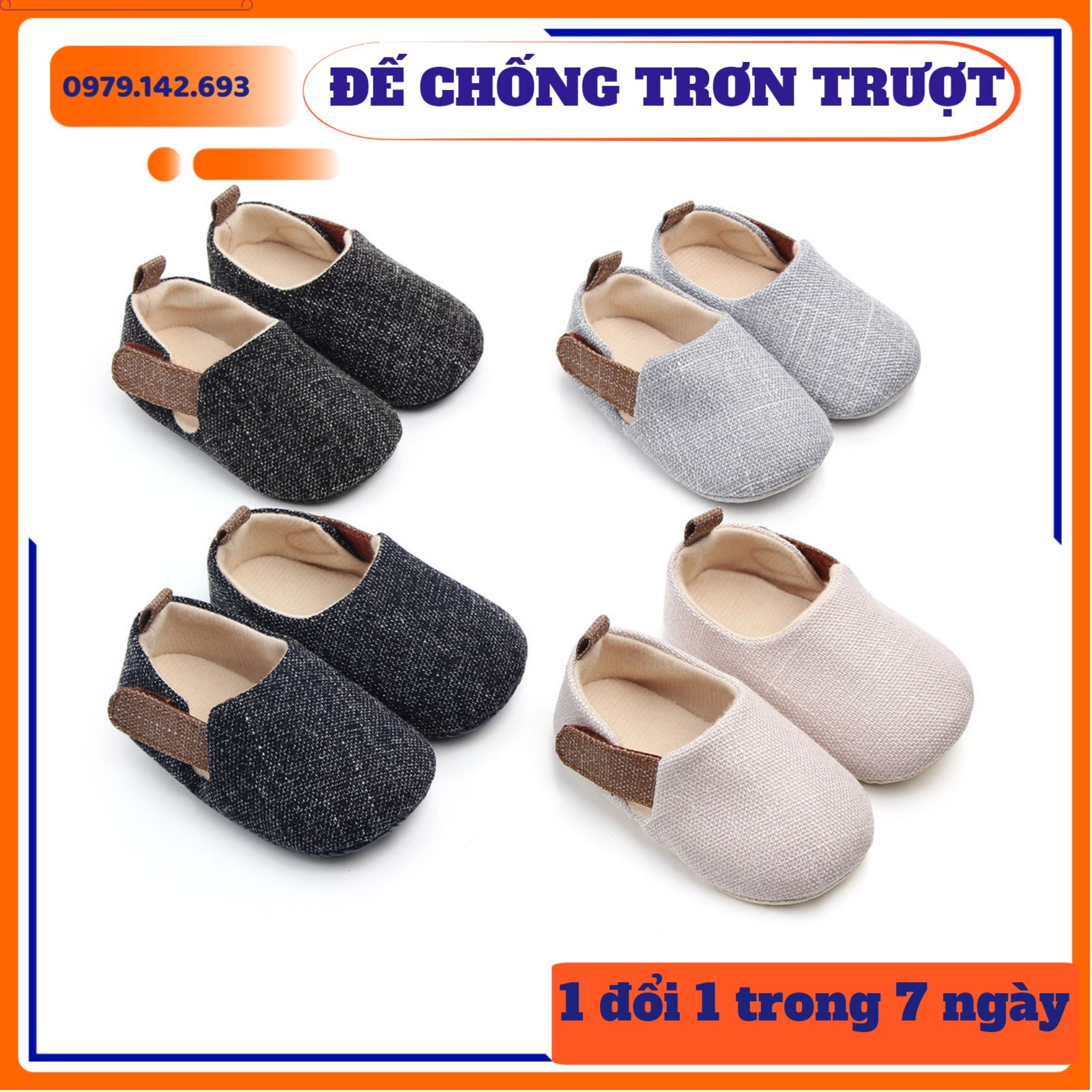 Dép Tập Đi,Giày Tập Đi Em Bé Đế Mềm Mại Chống Trơn Trượt Cho Bé Trai Và Gái từ 0 đến 24 tháng tuổi