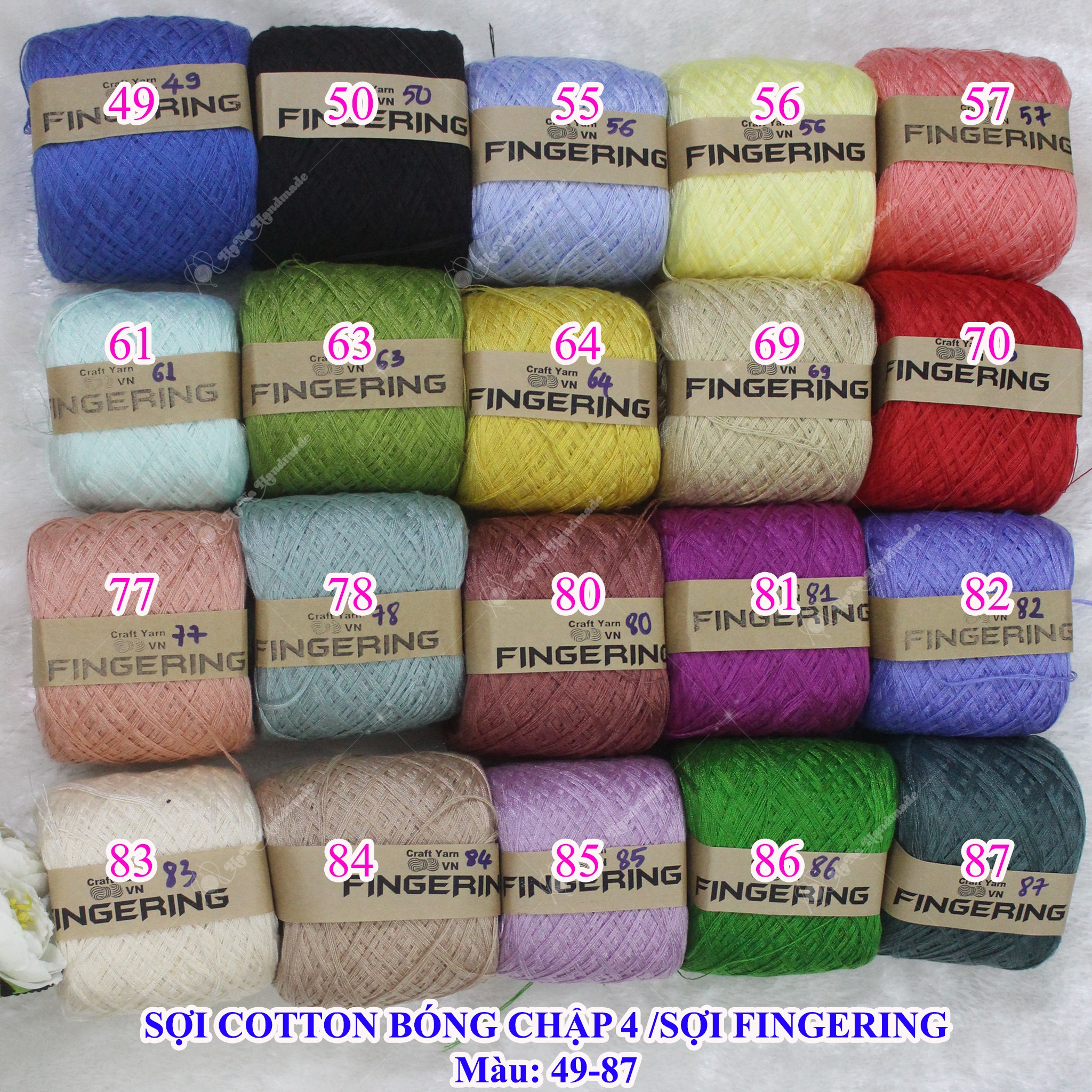 Cotton bóng chập 4/ sợi fingering 17k/cuộn
