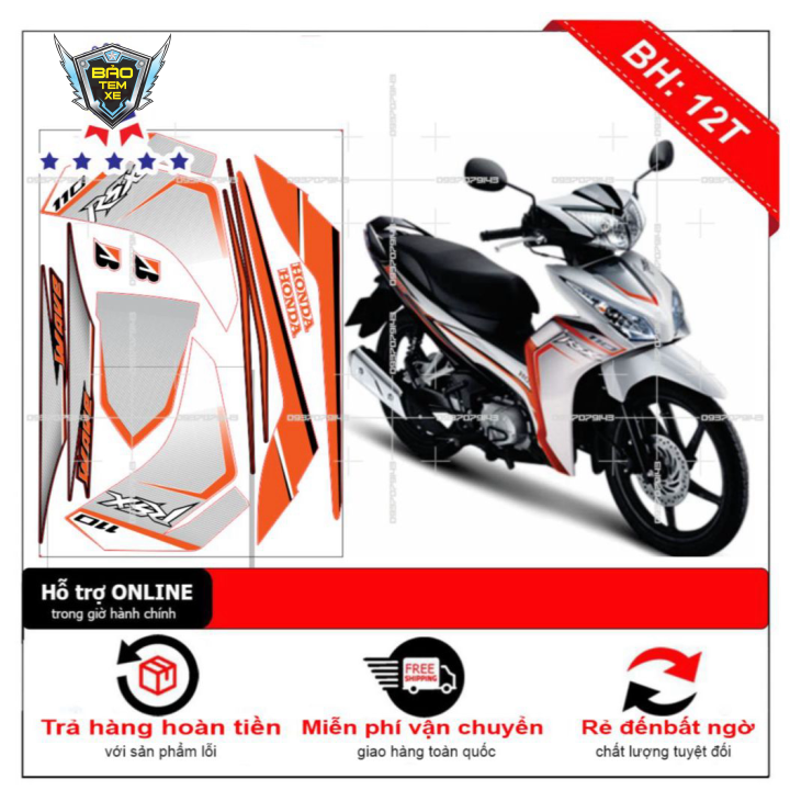 Tem rời xe wave RSX 2012 trắng cam