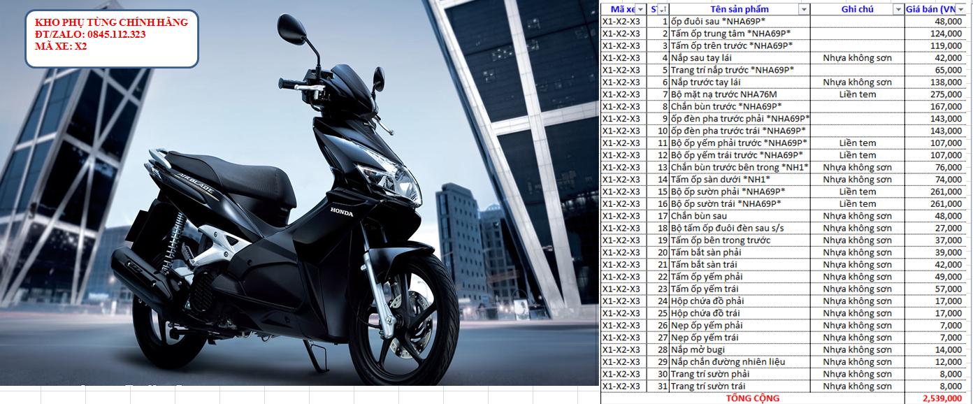 Bộ nhựa HONDA Air Blade đời 2007
