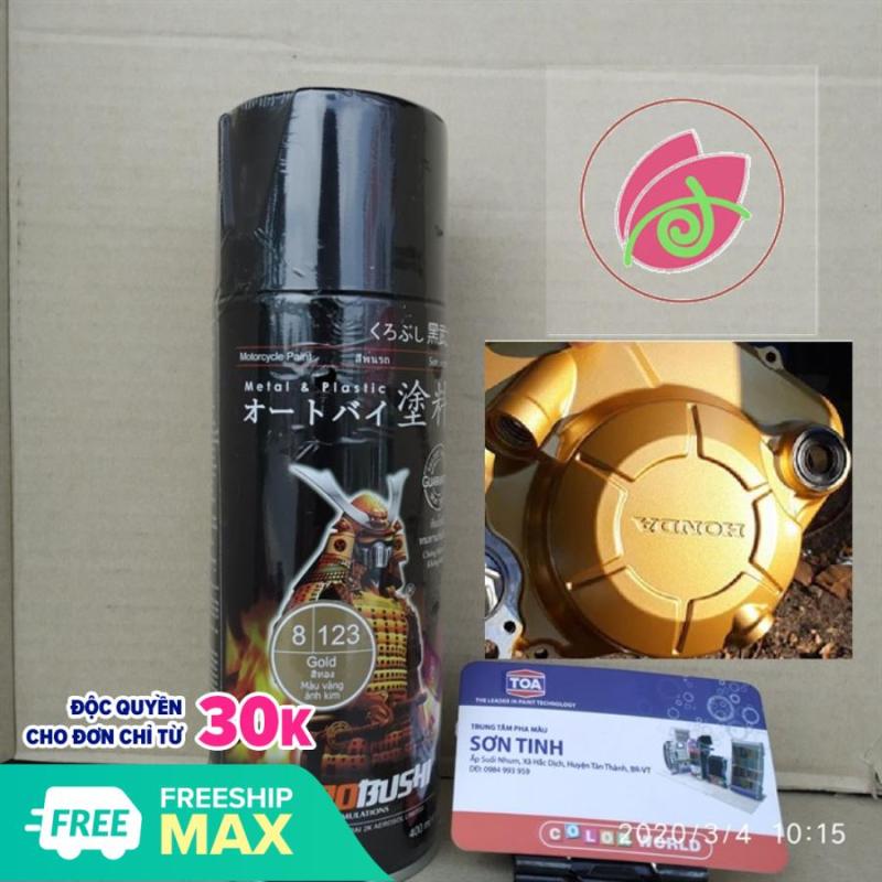 Sơn xịt sơn xe máy Samurai 123 màu vàng đồng ánh kim 400ML