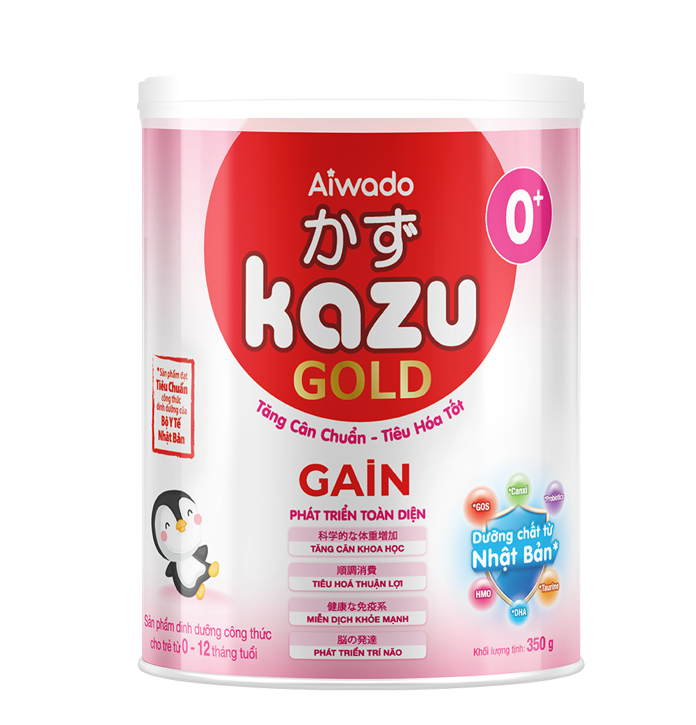 Sữa bột Aiwado KAZU GAIN GOLD 0+ 350g dưới 12 tháng - Tinh tuý dưỡng chất