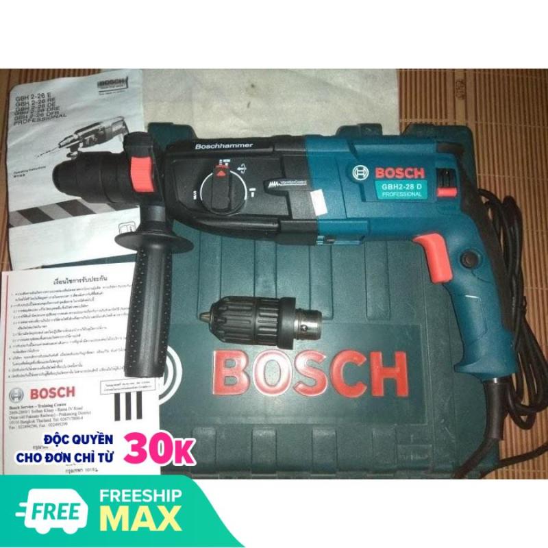 Máy khoan bê tông Bosch GBH 2-28D, 1200W, có thêm 1 măng danh phụ để khoan sắt gỗ, đủ 3 chức năng khoan gỗ sắt, bê tông và đục bê tông, xuất xứ BOSCH Thái Lan.