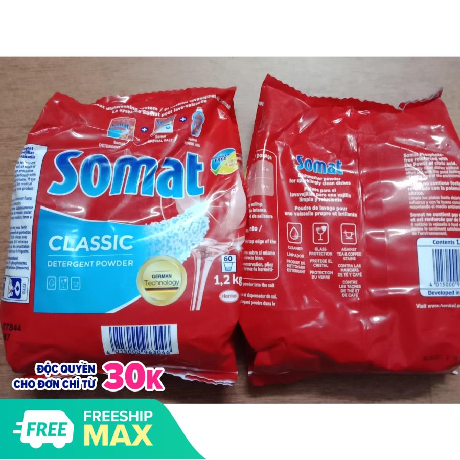 Bột rửa chén bát Somat Đức (viên rửa finish tổng hợp muối bóng bột )