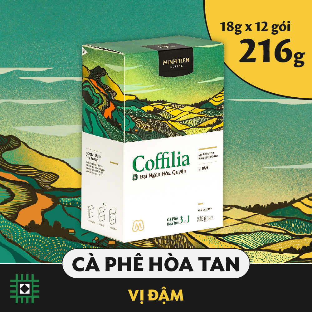Cà phê hòa tan Coffilia  3in1 - Vị đậm 216g (18gx12 gói)