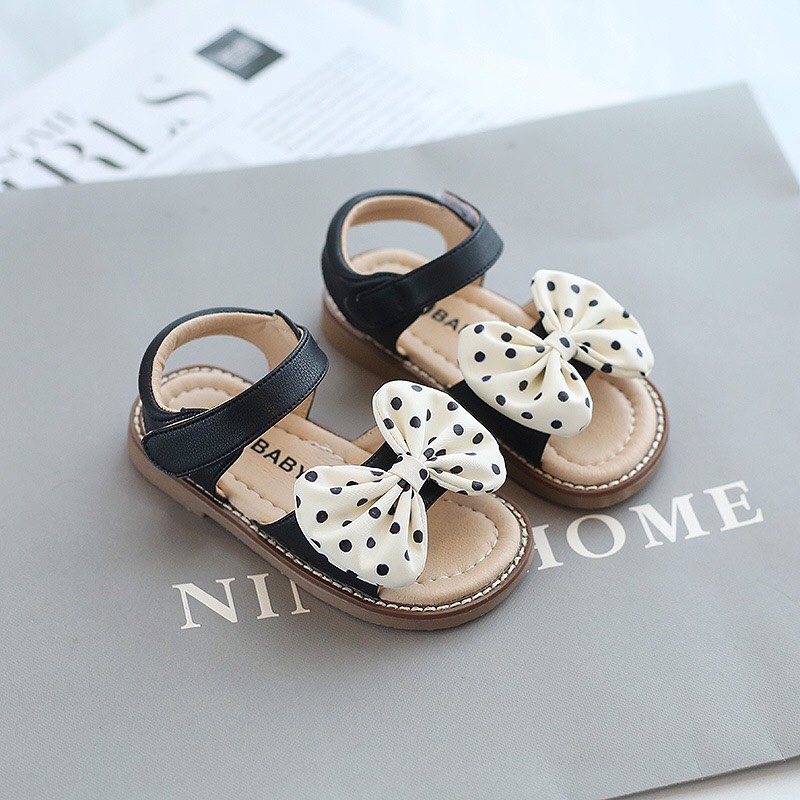 Sandal nơ chấm bi siêu dễ thương cho bé SD002Q, Dép lê trẻ em, Dep tap di co tieng keu, Giay tap di chong truot cho be, Sandal trẻ em, Dép tập đi siêu nhẹ cho bé - TOP sản phẩm BabyMall Vietnam