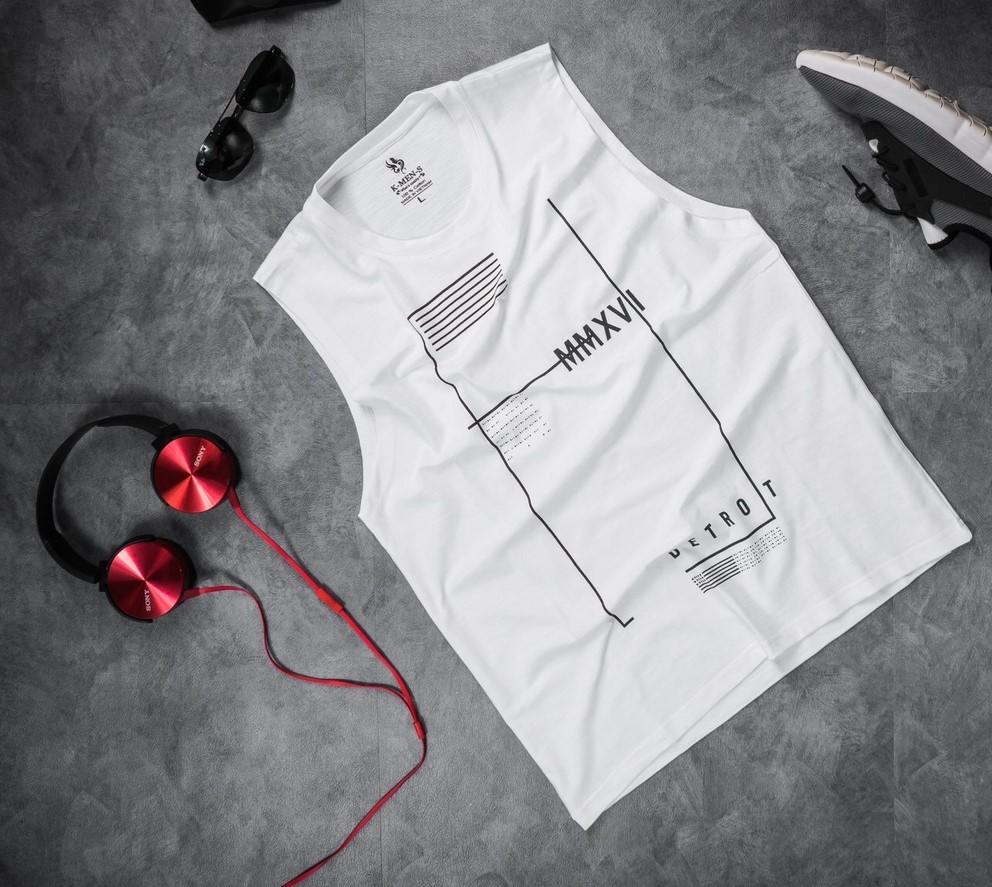 Áo thun nam, áo thun ba lỗ, áo thun ba lỗ nam, áo thun ba lỗ in hình MMXVI nam mẫu mới, vải dày mịn