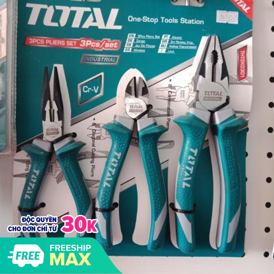 Bộ kìm điện, kìm cắt và kìm nhọn 3 chi tiết total tht2k0301