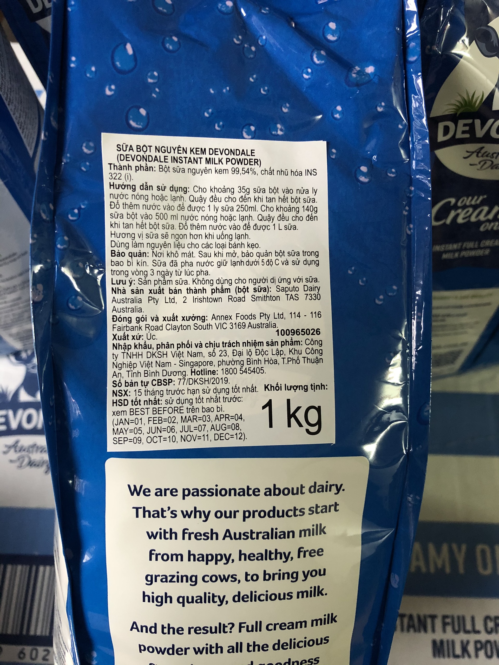(Date 09/2022) Sữa Bột Full Cream Devondale Túi 1Kg