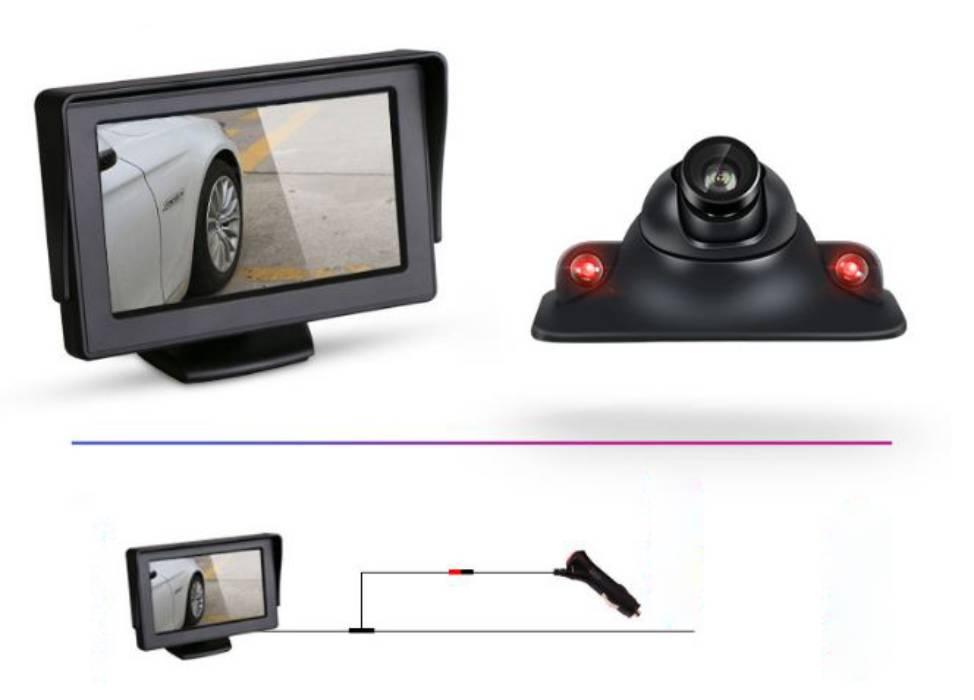 Camera cặp lề không khoan gương hồng ngoại màn 4.3 inch tặng lọ keo 3.M chuyên dụng