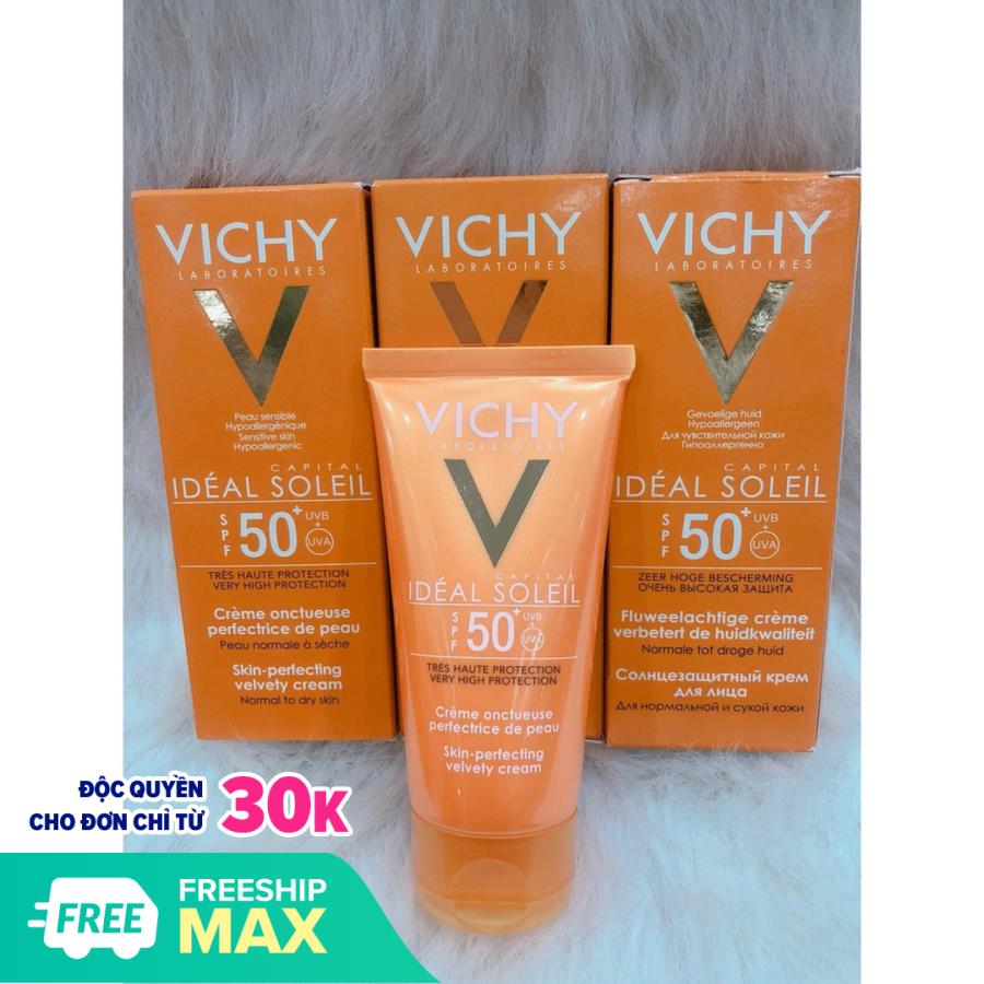 Kem chống nắng không gây nhờn rít Vichy Ideal Soleil Dry Touch SPF 50 Chống Tia UVA + UVB 50ml