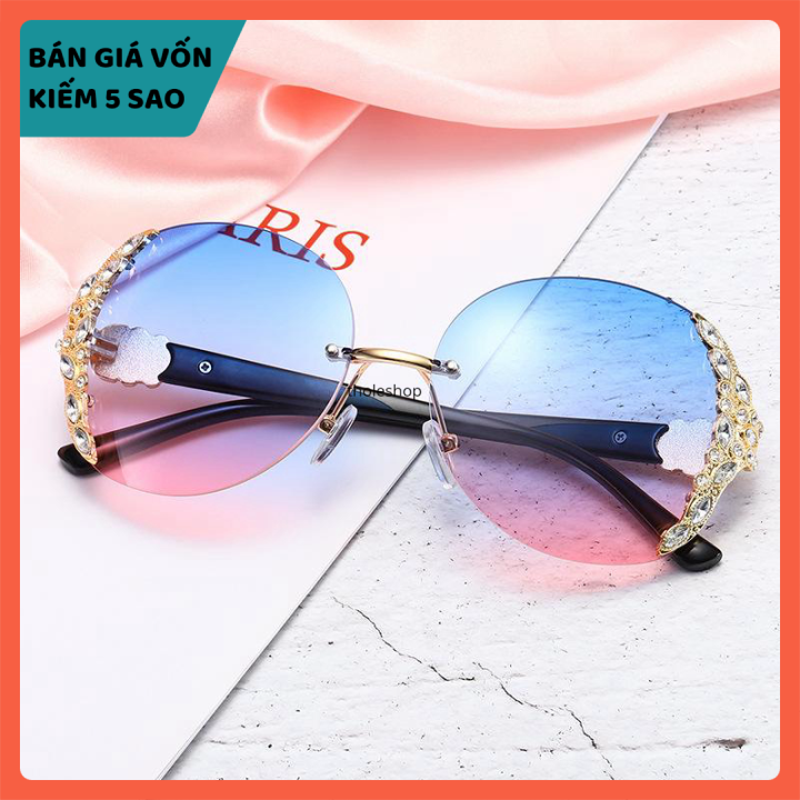 Kính râm không viên đính đá - Kính râm nam nữ - Kính mắt thời trang - Kính râm đi nắng - Kính râm bảo vệ mắt thời trang
