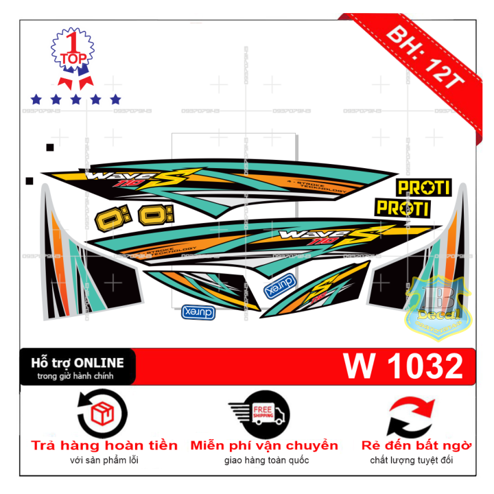 Tem rời wave s 110 dán xe đen
