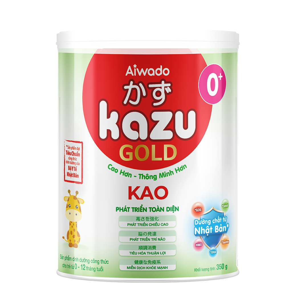 Sữa bột Aiwado KAZU KAO GOLD 0+ 350g dưới 12 tháng - Tinh tuý dưỡng chất