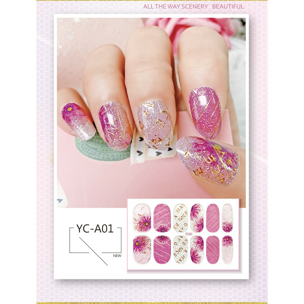 [HCM]Nhãn dán móng tay nail sticker họa tiết hoa văn xinh xắn nghệ thuật trang trí móng tay 3D độc đáo DIY
