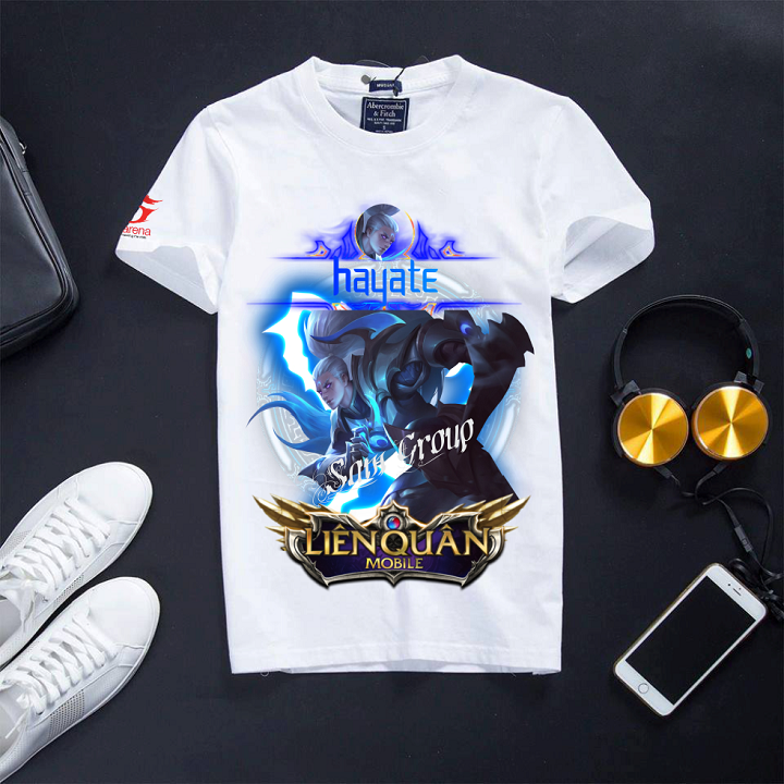 Áo Liên Quân mobile cổ tròn cotton màu trắng in hình Hayate Tk
