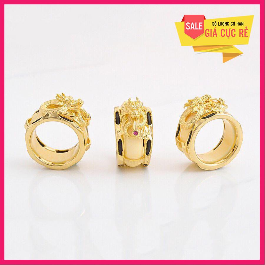 Nhẫn Rồng Nam Bạc Ý Mạ Vàng 24k Bảo Tín Cao Cấp ( màu vàng)