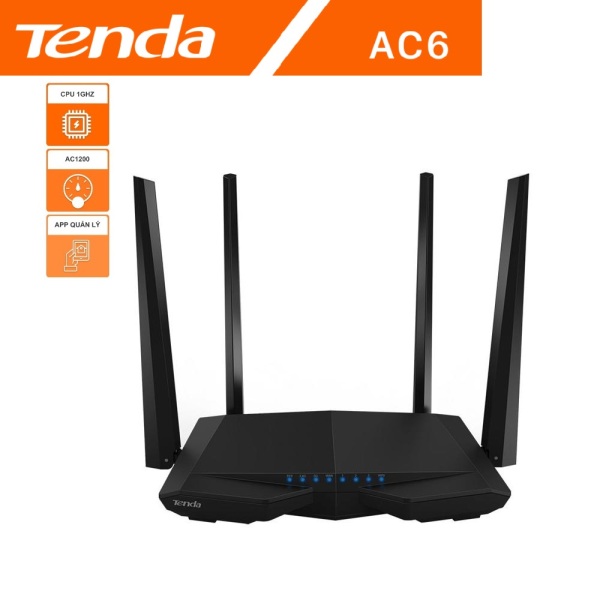 Bảng giá Bộ phát wifi Tenda AC6 4 râu băng tần kép chuẩn AC1200 Mbps sóng xuyên tường, Modem wifi tenda ac6, Phong Vũ