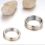 Nhẫn cặp Forever Love N234 (Màu bạc, viền vàng)