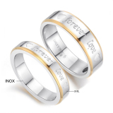 Nhẫn cặp Forever Love N234 (Màu bạc, viền vàng)