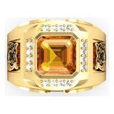 Nhẫn nam mạ vàng 14K đá thạch anh