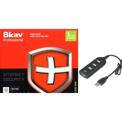 Phần mềm diệt virut Bkav Pro Internet Security tặng bộ chia USB 4 cổng 1000000319+1000000056