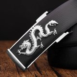 Thắt lưng da nam hình con rồng DN31 (Dây Đen Mặt Bạc)