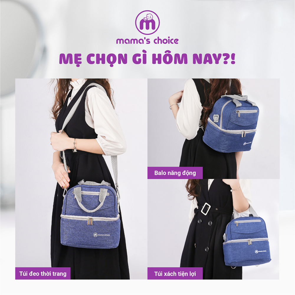 Balo Mẹ Bỉm Sữa Mama’s Choice 4in1, Giữ Nhiệt và Bảo Quản Sữa Mẹ, Chất Liệu Cao Cấp Thời Trang Hiện Đại