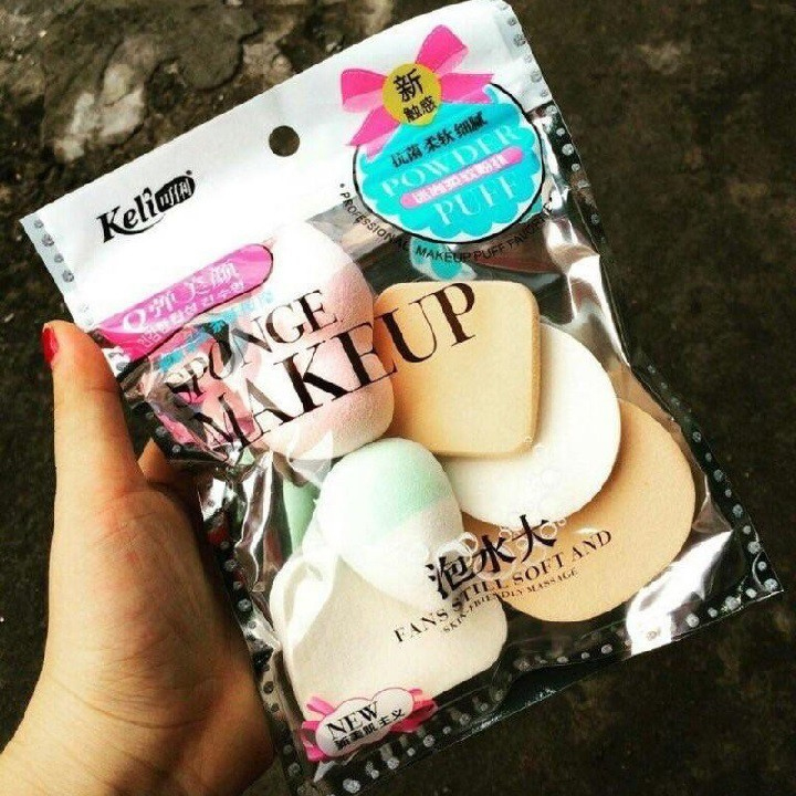 SET 6 mút trang điểm đa chức năng bằng bọt biển KELI, dụng cụ tán kem mọi vị trí, thao tác nhanh gọn, mút thoa kem dưỡng da, tuancua