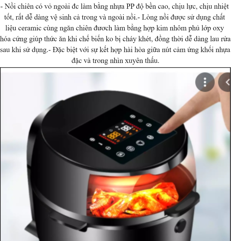 Nồi Chiên Không Dầu Camel 8LNồi chiên không dầu camel 8 lít loại bỏ dầu